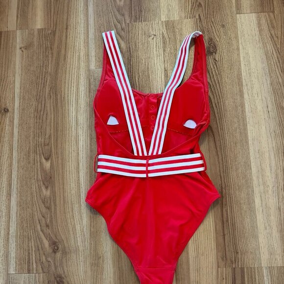 Seafolly Woman's Red & White Tank Belted Maillot One-Piece Swim Suit Sz 4 - Picture 3 of 13